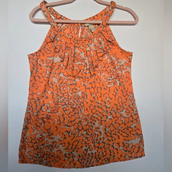 BANANA REPUBLIC Vibrant Orange Animal Print Women's Tank Top. Size M - Picture 11 of 11